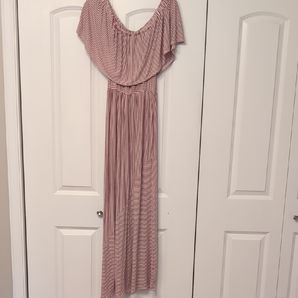Pink Striped Maxi - Off The Shoulder Or On